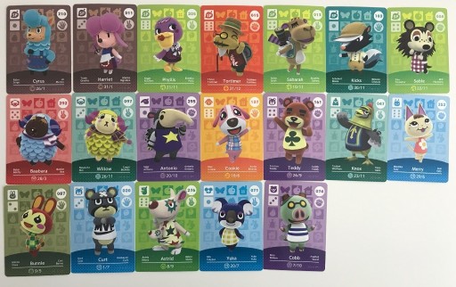 Zdjęcie oferty: Zestaw 19 kart amiibo Animal Crossing (seria 1, 2 i 3)