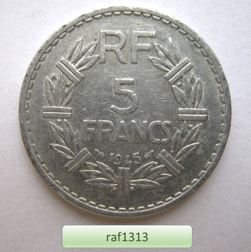 Zdjęcie oferty: Francja - 1945 - 5 franków