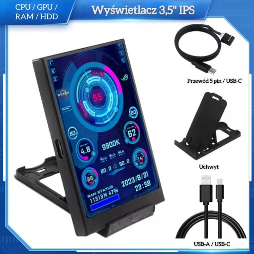 Zdjęcie oferty: Ekran wyświetlacz 3.5'' IPS USB C Monitor LCD CPU GPU HDD AIDA64