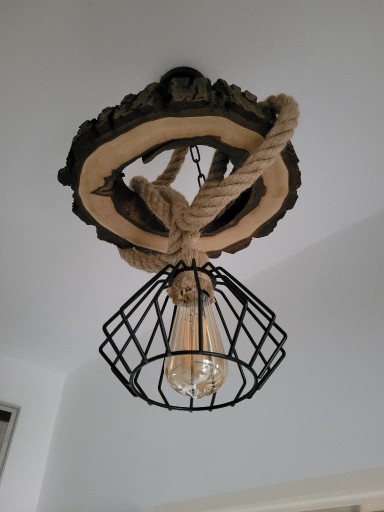 Zdjęcie oferty: Lampa Loft sufitowa wisząca sznur jutowy Orzech