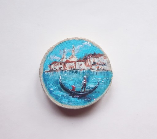 Zdjęcie oferty: Magnes na lodówkę malowany na drewnie Wenecja