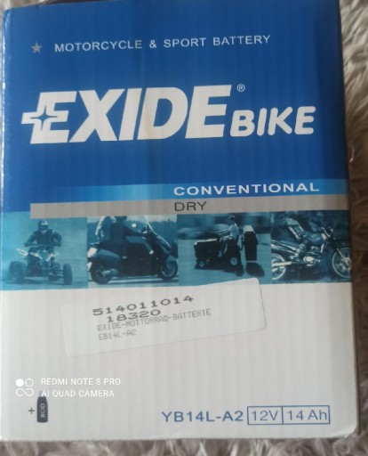 Zdjęcie oferty: Akumulator motocyklowy Exide Nike YB 14L A2