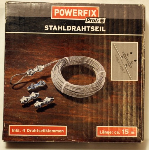 Zdjęcie oferty: Lina stalowa Powerfix z 4 zaciskami linowymi