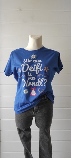 Zdjęcie oferty: T-shirt Damski Niebieski z Nadrukiem Bawełniany XL