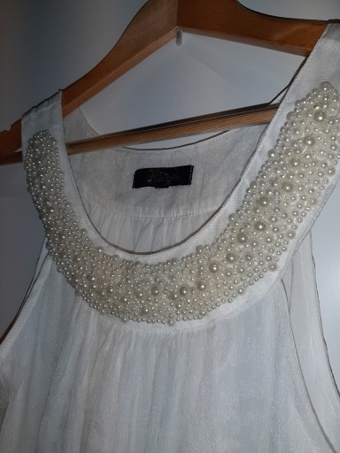 Zdjęcie oferty: Sukienka mini bombka ecru mieniąca perły r. 38 40