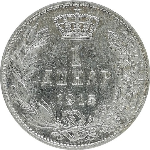 Zdjęcie oferty: Serbia 1 dinar 1915, Ag KM#25.3