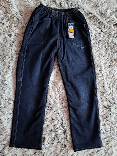 Zdjęcie oferty: Nowe ocieplane spodnie jeans 152 granatowe 