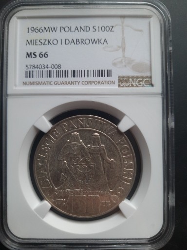 Zdjęcie oferty: 100 zl Mieszko i Dąbrówka NGC MS66 piekna patyna 