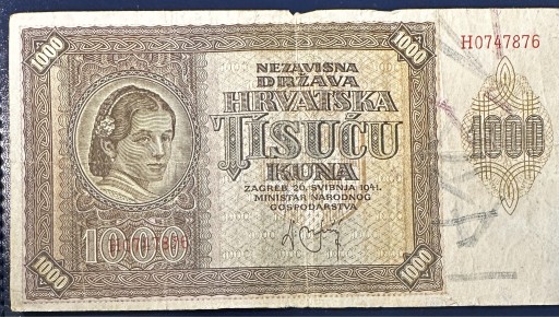 Zdjęcie oferty: Banknot Niepodległego Państwa Chorwacji