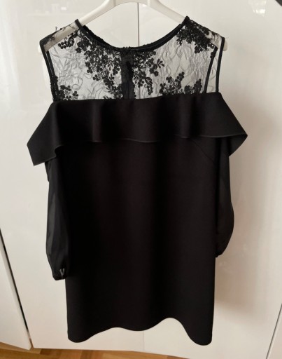 Zdjęcie oferty: Czarna sukienka z koronką i falbanką 36 S LUIZA