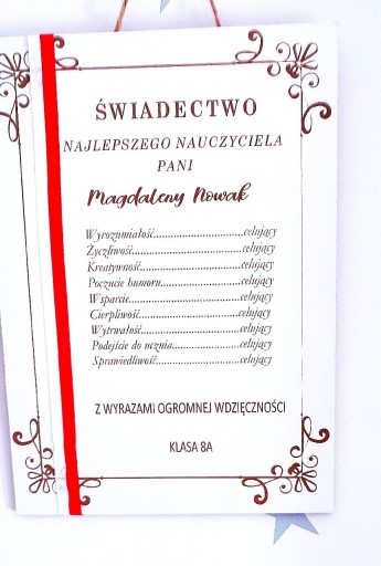 Zdjęcie oferty: Świadectwo nauczyciela, prezent Dzień Nauczyciela 