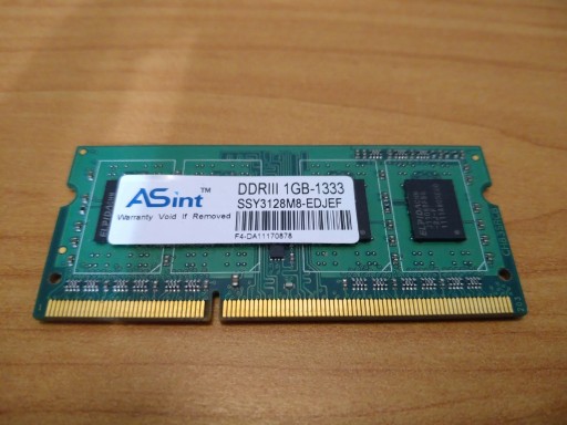 Zdjęcie oferty: Pamięć RAM laptop 1GB DDR3 2Rx8 PC3 1333