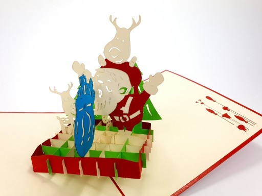 Zdjęcie oferty: Kartka bożonarodzeniowa 3D mikołaj z reniferami