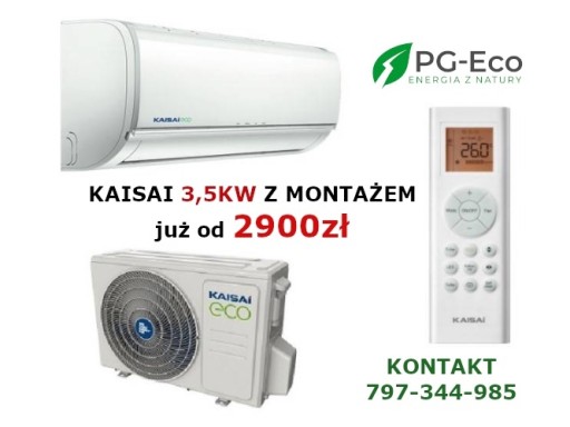 Zdjęcie oferty: klimatyzator Kaisai Eco 3,5 Kw montaz klimatyzacji