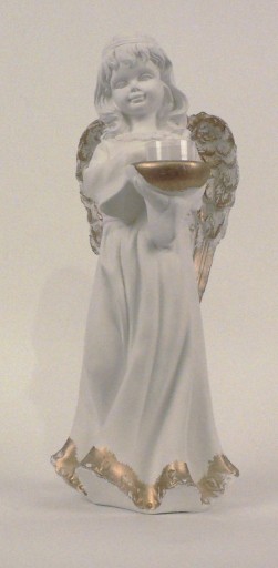 Zdjęcie oferty: Anioł gipsowy świecznik, biały złocony wysoki 39 