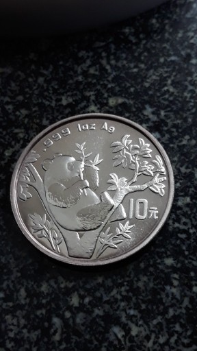 Zdjęcie oferty: 10 juanów, Chiny, Panda,1995, SREBRO uncja