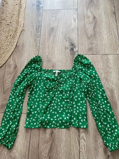 Zdjęcie oferty: Zielona bluzka z bufiastym rękawem H&M 38 bluzeczk