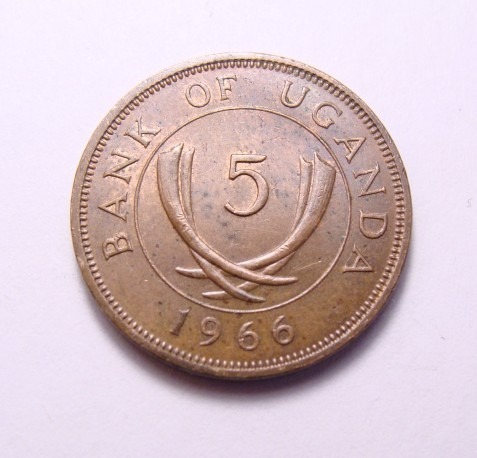 Zdjęcie oferty: Uganda 5 cents 1966 PIĘKNA!