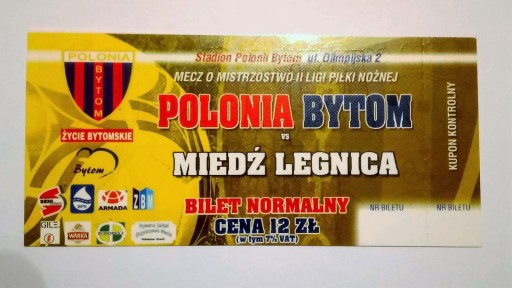 Zdjęcie oferty: Bilet Polonia Bytom - Miedź Legnica 19.11.2006