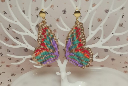 Zdjęcie oferty: Kolorowe kolczyki Skrzydła Motyla z koralików