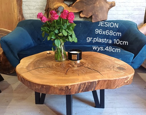 Zdjęcie oferty: Stolik kawowy 98x68cm ława plaster drewnaWYSYŁKA 