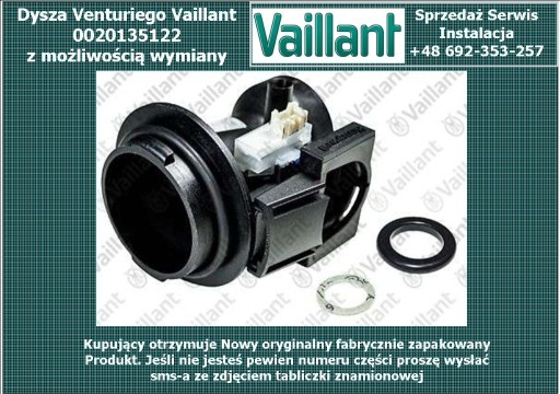 Zdjęcie oferty: Dysza Venturiego Vaillant 0020135122 NOWA