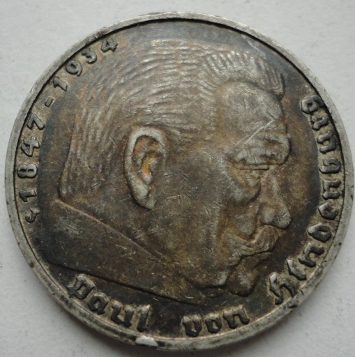 Zdjęcie oferty: 5 MAREK 1938 B HINDENBURG SREBRO