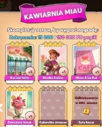 Zdjęcie oferty: Set Kawiarnia Miau COIN MASTER 