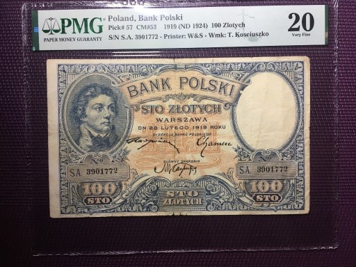 Zdjęcie oferty: 100 złotych 1919 PMG 20