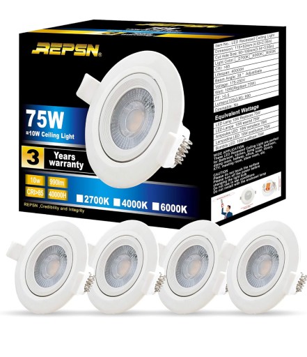 Zdjęcie oferty: Zestaw 4 lampek led wpuszczanych w sufit