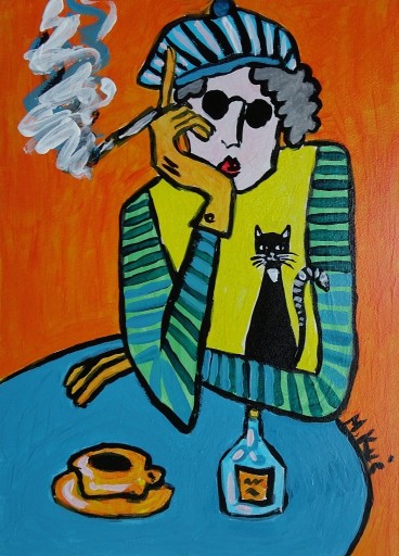 Zdjęcie oferty: obraz do salonu portret babcia z papierosem