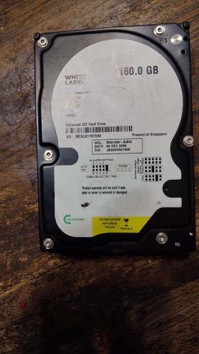 Zdjęcie oferty: Dysk twardy MDT MD01600-BJBW 160GB PATA 7.2K 8MB