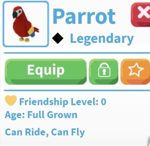 Zdjęcie oferty: Adopt me pet parrot R F