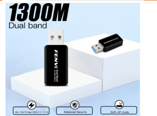 Zdjęcie oferty: ADAPTER WiFi FENVI 1300Mbps 2.4G 5Ghz USB 3.0 