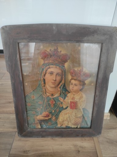 Zdjęcie oferty: Stary obraz ok 1930 Matka Boska Piekarska drewno
