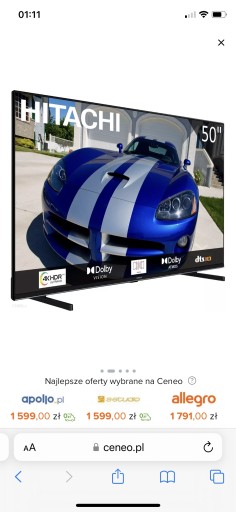 Zdjęcie oferty: Telewizor Hitachi 50HK6300 DVB-T2/HEVC 50”