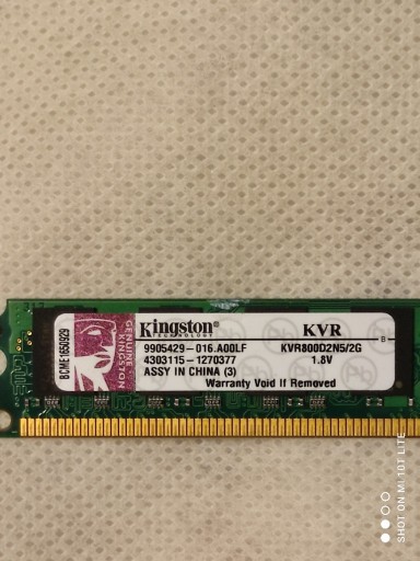 Zdjęcie oferty: Pamięć RAM Kingston KVR800D2N5/2G 2GB DDR2 800MHz