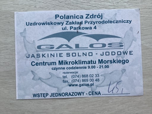 Zdjęcie oferty: Bilet Jaskinie Solno-Jodowe Polanica Zdrój 2007