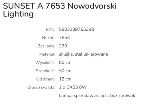 Zdjęcie oferty: Kinkiet nowodvorski