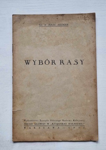 Zdjęcie oferty: Wybór rasy. (królików) Jerzy Szuman 1937r.