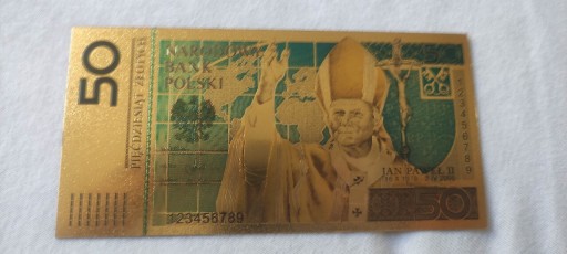 Zdjęcie oferty: Sprzedam pozłacane 50 zł Jan Paweł 2 certyfikat 