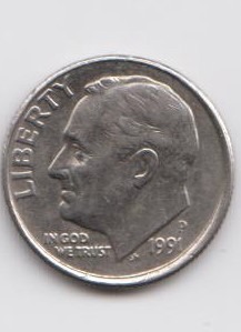 Zdjęcie oferty: MONETA ONE DIME 0,10 cent USA 1991P r.