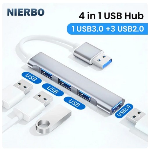 Zdjęcie oferty: Rozdzielacz listwa USB 3.0 HUB 4 porty srebrny