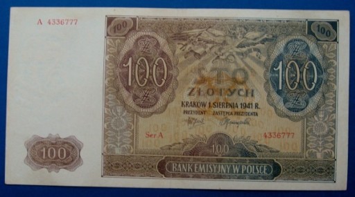 Zdjęcie oferty: 3szt:100zł 1940r x 2szt , 50 zł1941r. z obiegu