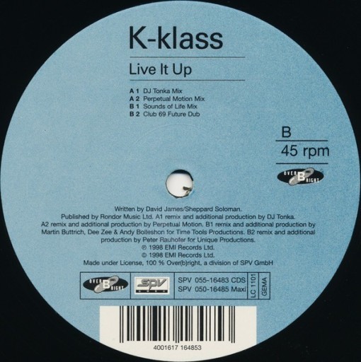 Zdjęcie oferty: K-Klass - Live It Up (DJ Tonka Remix)