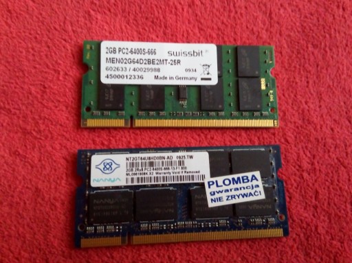 Zdjęcie oferty: Pamięć RAM do laptopa 2x2GB, ddr2, pc2