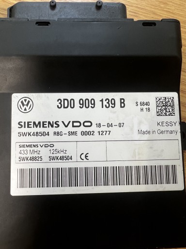 Zdjęcie oferty: Moduł sterownik Kessy 3D0909139B 