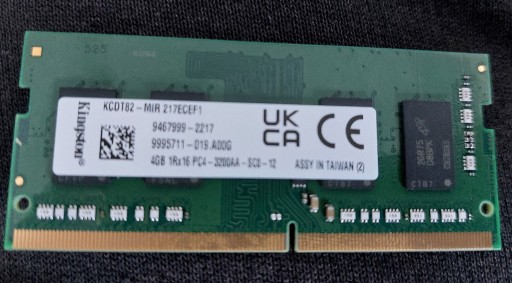 Zdjęcie oferty: Pamięć RAM Kingston 4 GB DDR4 SODIMM 3200 MHz