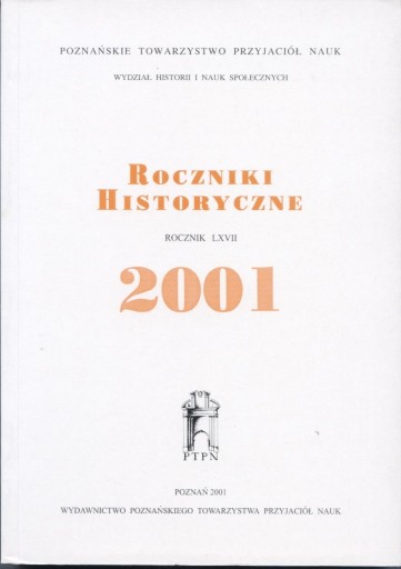 Zdjęcie oferty: Roczniki Historyczne. Rocznik LXVII. 2001
