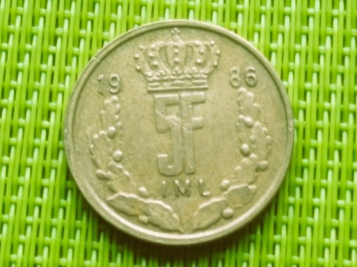 Zdjęcie oferty: LUKSEMBURG 1986 - 5 Francs Franków Y30